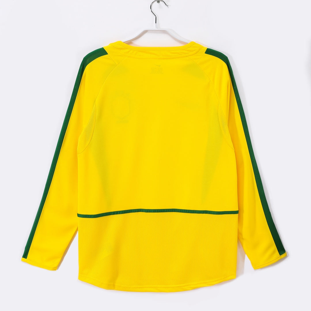 Brésil Maillot Manches Longues Domicile Rétro 2002 – vue 2