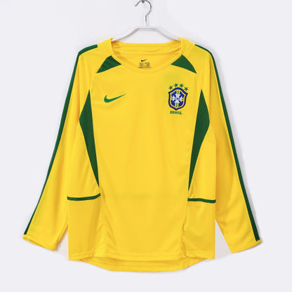 Brésil Maillot Manches Longues Domicile Rétro 2002