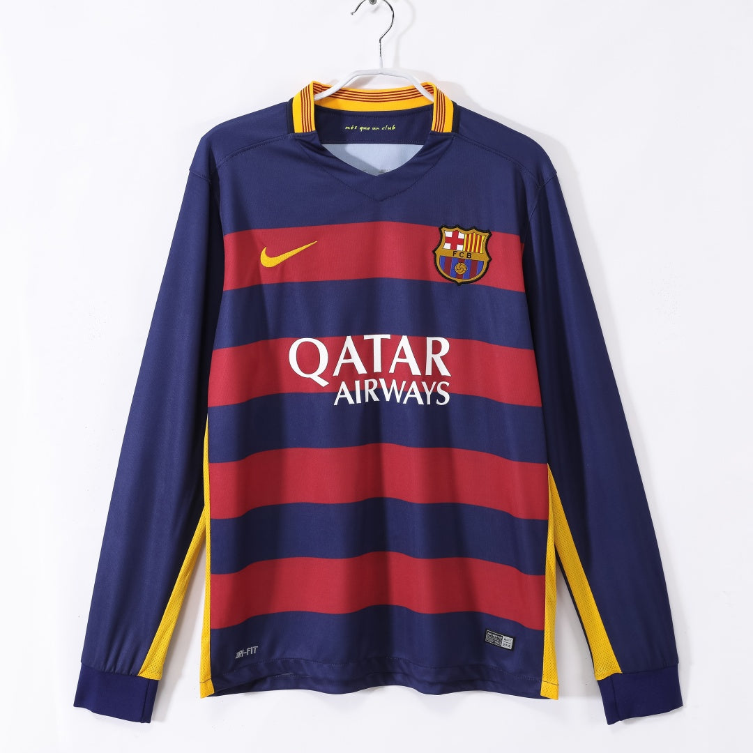 Barcelone Maillot Manches Longues Domicile Rétro 2015/2016