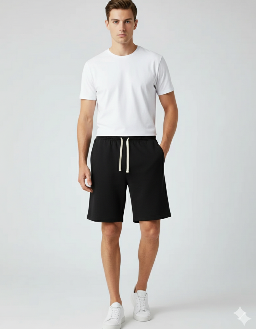 Short à coupe régulière - Noir