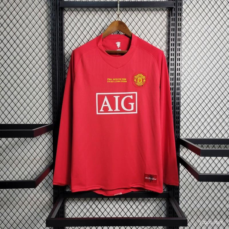 Manchester United maillot Domicile Rétro Manches Longues 2007 2008 – vue 2