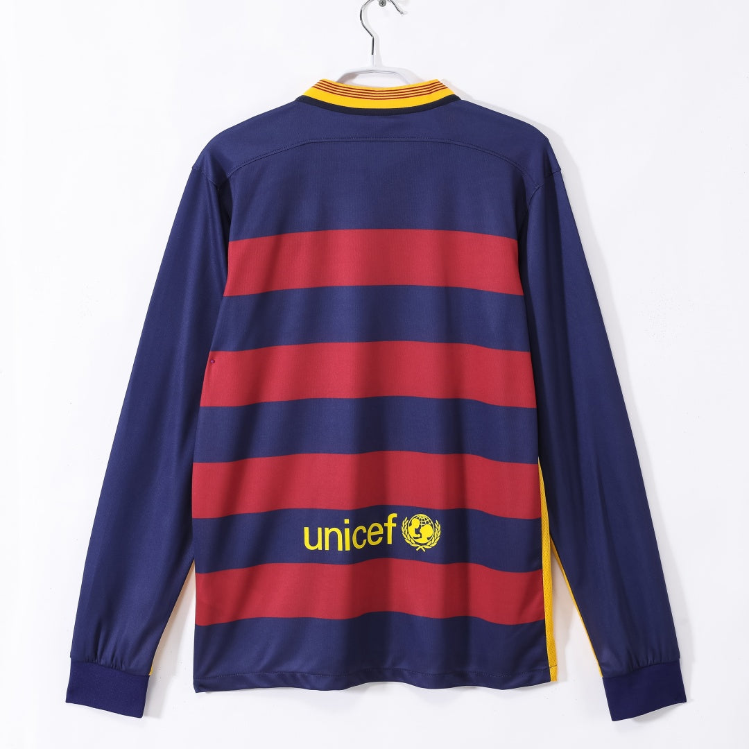 Barcelone Maillot Manches Longues Domicile Rétro 2015/2016 – vue 2