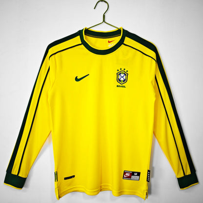 Brésil Maillot Manches Longues Domicile Rétro 1998
